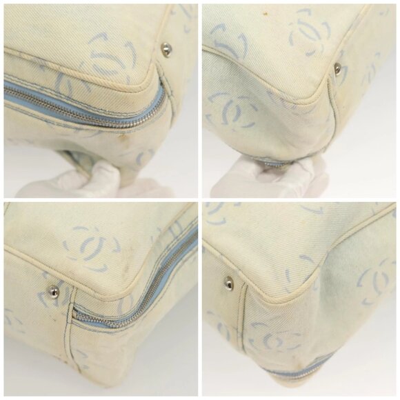CHANEL Hand Bag Denim Light Blue Silver CC Auth - Picture 15 of 15